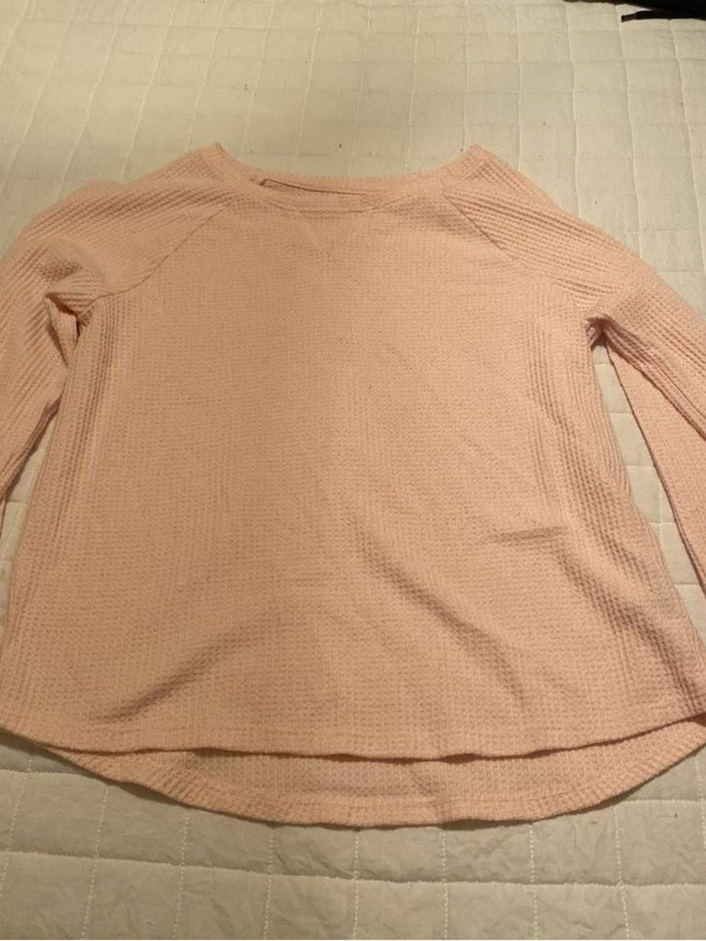 Cat & Jack Blush Pink Waffle Knit Long Sleeve Top